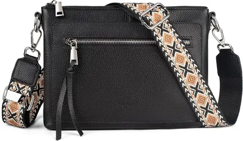 befen Genuine Leather Crossbody Bags for Women Medium Purses Shoulder Bag Handbags with Adjustable Guitar Strap