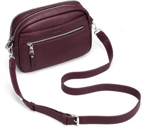 befen Genuine Leather Crossbody Bags for Women Small Camera Purses with Built in RFID Wallet Woman Shoulder Bag Handbags