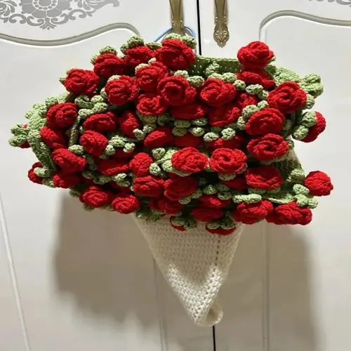 Hand-Knitted Rose Blanket DIY Kit & Ready - Gift for Mom & Couple