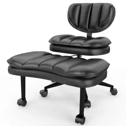 Cross-Legged Office Chair with Cloud Seat-Black/White
