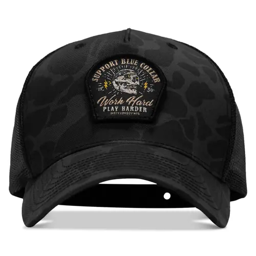 Work Hard Play Harder | Support Blue Collar Patch Snapback Hat