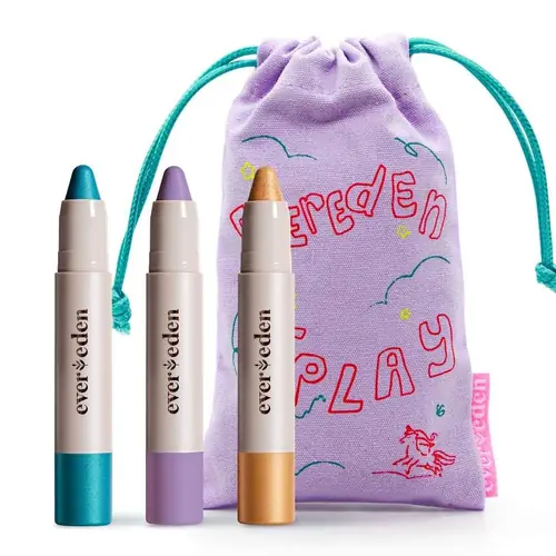 Evereden Kids Fantasy Face Crayon Trio: Non-Toxic Multi-Purpose Face, Eye, & Lip Crayon - Creamy Clean Makeup for Kids - Vegan & Safe for Sensitive Skin