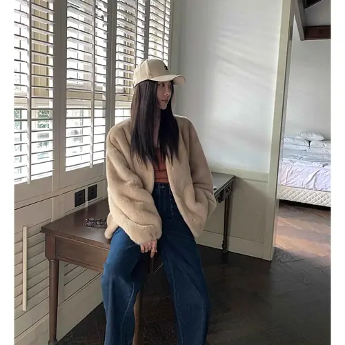 Louvre Mink V-Neck Jacket