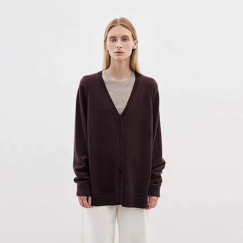 Australian merino wool loose V-neck wool knitted cardigan