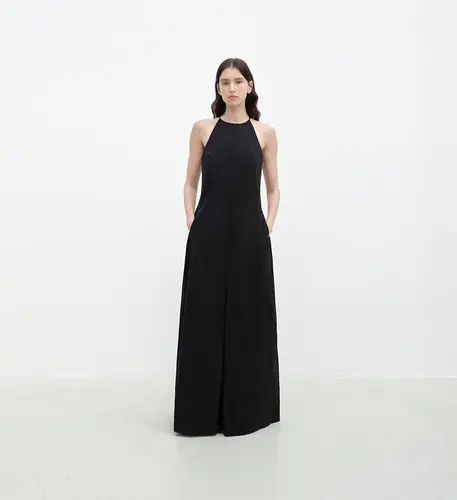 "Piano Music" halterneck waist-cinching cocoon dress