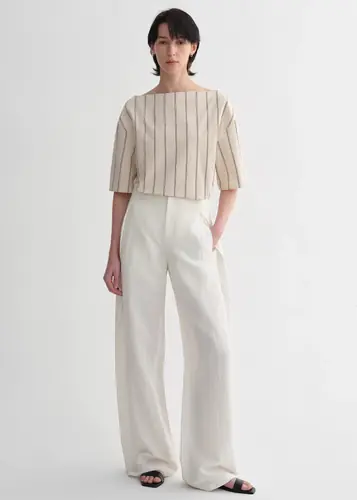 High-intelligence, relaxed, simple, high-quality, long-staple cotton, short-sleeved shirt for women