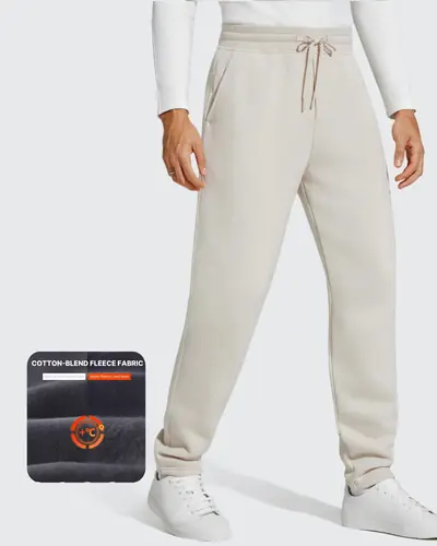 Flurrylux Men's Fleece-Lined Drawstring Cotton Straight Leg Pants