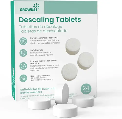 GROWNSY Descaling Tablets Descaler, 24 Descaling Tablets Compatible with Momcozy, Baby Brezza Bottle Washer, Effective for Bottle Washer, Warmer, Sterilizer, Formula Maker