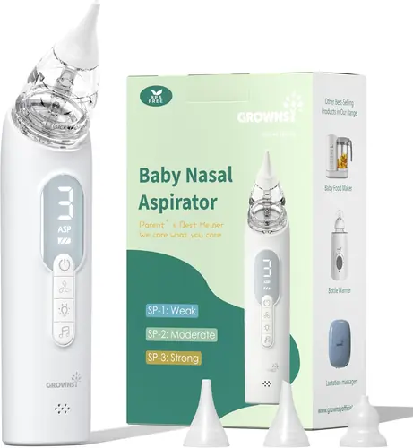 GROWNSY Upgrade Nasal Aspirator for Baby, Rechargeable Baby Nose Sucker, Electric Nose Suction for Baby
