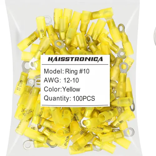 Heat Shrink Wire Connector AWG 22-10 #10, 1/4", 5/16", 3/8" 50PCS/100PCS/200PCS - Ring Terminals (Bagged)