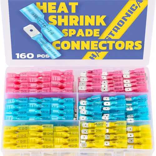 Heat Shrink Wire Connectors Spade Terminals AWG 16-14 22-16 12-10