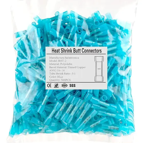 Heat Shrink Electrical Crimp Butt Connectors 50PCS/100PCS/250PCS/500PCS/1000PCS AWG 26-10 - Bagged
