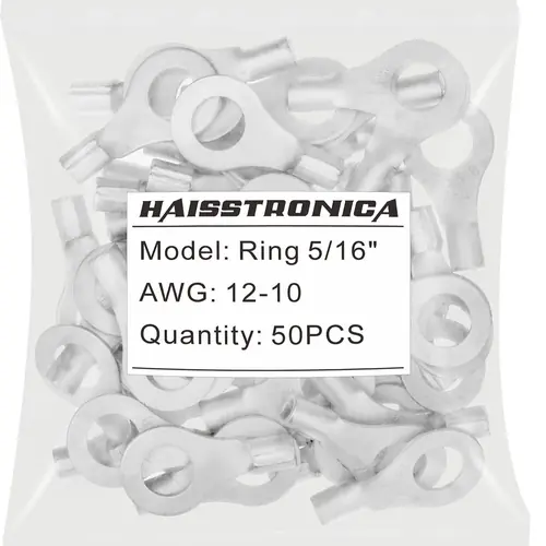 Non-Insulated Copper Wire Connectors 50PCS/100PCS AWG 22-10 #8 #10 1/4" 5/16" 3/8" - Ring Terminals