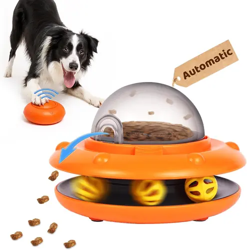 JoyBruko Interactive Dog Ball Track Toys - Automatic Dog Track Ball Treat Puzzle with Remote Control for Dogs Food Dispensing, Pets Enrichment IQ Training Gift, Rechargeable Electronic Slow Feeder