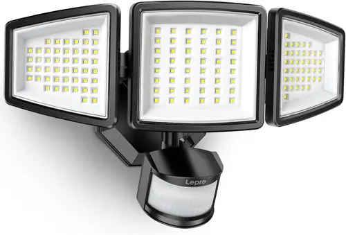 Lepro Motion Sensor Lights Outdoor, 27W Ultra Bright 3200LM LED Security Flood Lights with Motion Sensor, IP65 Waterproof Outdoor Motion Light, Black