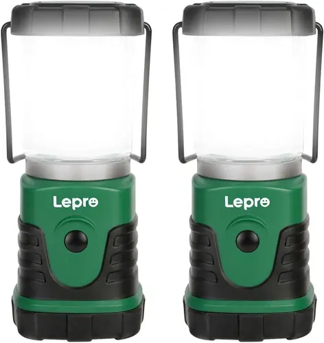 Lepro Portable LED Camping Lantern, 350LM Bright Camping Light with 4 Lighting Modes Battery Powered Camping Lamp for Outdoor, Car Camping, Tent, Power Outage, Emergency, 2 Packs