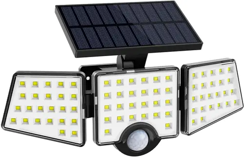 LE Solar Lights Outdoor, Motion Sensor Security Lights, 1000LM 72 LED, 3 Adjustable Head 270 Deg Wide Angle, Waterproof Wireless Wall Lights for Porch Yard Garage Pathway and More