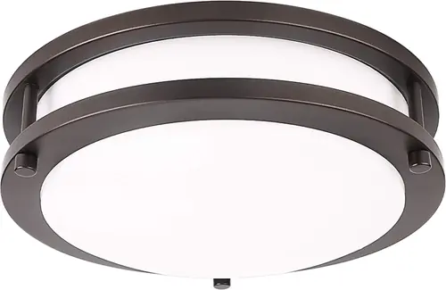 LE Flush Mount Ceiling Light, 16W 10.5 Inch Dimmable Flush Mount Brushed Nickel Light Fixture, 1200lm 80W Incandescent Bulb Replacement Round Flushmount Light for Kitchen, Hallways, Living Room and Bedroom, Daylight White (Black)