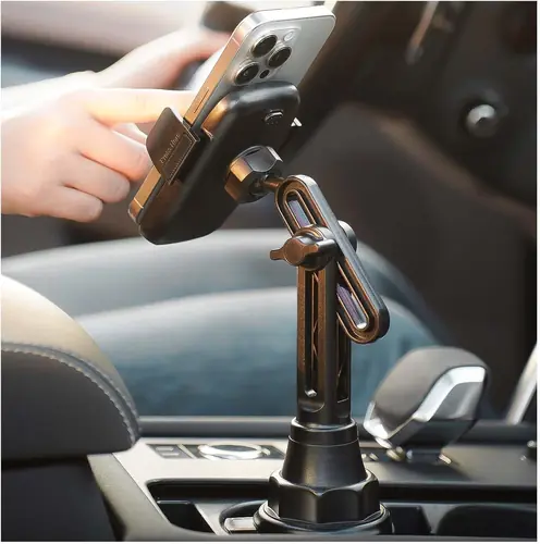 LISEN Cup Phone Holder for Car [Upgraded Version] Long Neck 360° Adjustable Car Accessories for Women Thick Cases Friendly for iPhone 16e 16 15 14 13 Pro Max Samsung S25 All 4-7'' Phone, Silver