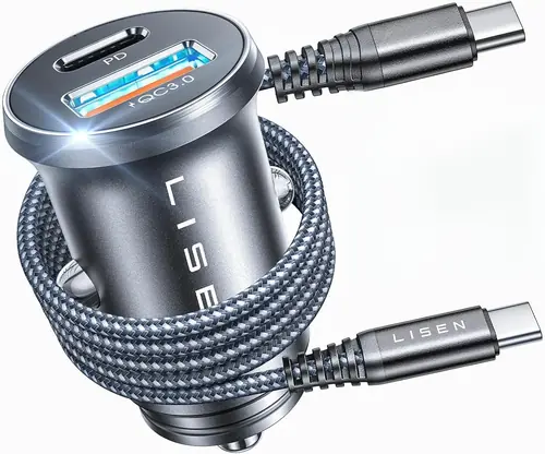 LISEN for iPhone 16 Car Charger, 54W USB C Car Charger Dual Port Fast Charging QC3.0 PD36W Cigarette Lighter Adapter for iPhone 16 15 Pro Max Mini Plus, Samsung Galaxy S24 S23