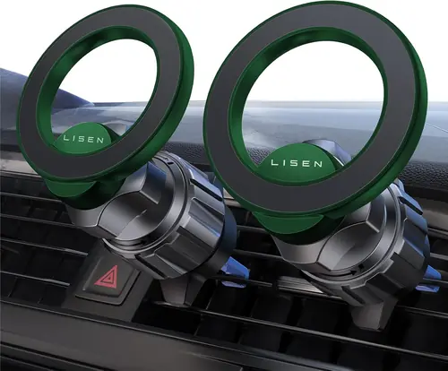 LISEN 2 Pack Fits MagSafe Car Mount, Magnetic Phone Holder [24 Super Magnets] Vent Phone Mount, Hands Free MagSafe Car Accessories for iPhone 16 15 14 13 Pro Max Plus Mag Safe Case, Green