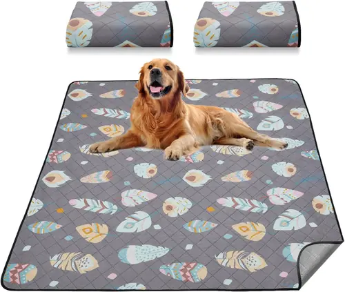 LOOBANI Washable Pee Pads for Dogs, 2 Pack Ultra-Absorbent and Leak-Proof Whelping Mats, Non-Slip Reusable Puppy Pads, Waterproof Puppy Training Mats for Playpen, Crate, Housebreak, 36x36in, Gray