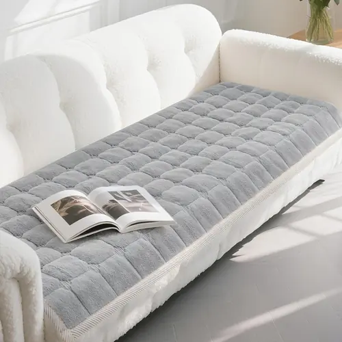 LOOBANI Couch Cover for Dogs Washable: Fuzzy Sofa Covers Pet Friendly 27.6" x 70.9", Thick Couch Protector Pads Mat for 3 Cushion Couch Sofa Non-Slip, Grey