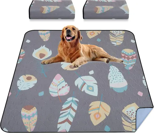 LOOBANI Washable Pee Pads for Dogs, 2 Pack Ultra-Absorbent and Leak-Proof Whelping Mats, Non-Slip Reusable Puppy Pads, Waterproof Puppy Training Mats for Playpen, Crate, Housebreak, 36x48in, Gray