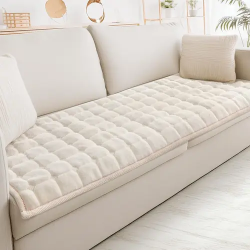 LOOBANI Couch Cover for Dogs Washable: Fuzzy Sofa Covers Super Anti-Slip, Thick Couch Protector Pads for 3 Cushion Couch Sofa Pet Friendly, 27.6" x 70.9", Cream