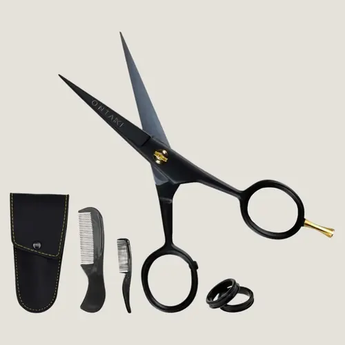 ONTAKI Beard & Mustache Scissors with Finger Rest (5")