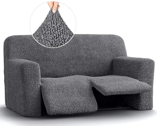 PAULATO BY GA.I.CO. Recliner Loveseat Slipcover - 1-Piece Furniture Protector - Form Fit, Machine Washable -MicrofibraCollection - Dark Grey Color