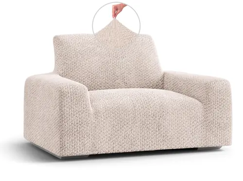 PAULATO BY GA.I.CO. Armchair Slipcovers - 1-Piece Furniture Protector - Form Fit, Machine Washable -VelvetCollection - Ivory Color