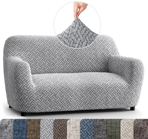PAULATO BY GA.I.CO. Loveseat Slipcovers - 1-Piece Furniture Protector - Form Fit, Machine Washable -Microfibra PrintedCollection - H. Venezia Grey Color