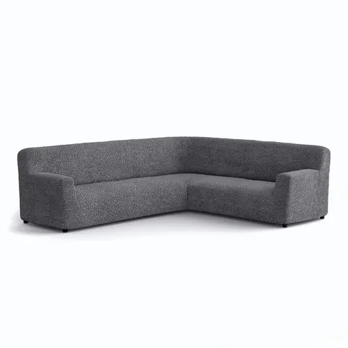 PAULATO BY GA.I.CO. Corner Sectional Couch Cover - 1-Piece Furniture Protector - Form Fit, Machine Washable -MicrofibraCollection - Dark Grey Color