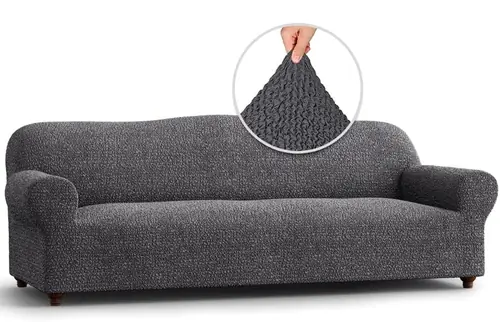 PAULATO BY GA.I.CO. Sofa Slipcovers - 1-Piece Furniture Protector - Form Fit, Machine Washable -Mille RigheCollection - Dark Grey Color