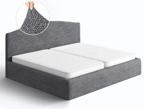 PAULATO BY GA.I.CO. Bed Headboard & Frame Slipcover - 1-Piece Furniture Protector - Form Fit, Machine Washable -MicrofibraCollection - Dark Grey Color