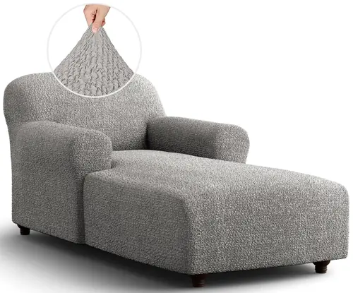 PAULATO BY GA.I.CO. Chaise Lounge Slipcovers - 1-Piece Furniture Protector - Form Fit, Machine Washable -Mille RigheCollection - Platinum Color