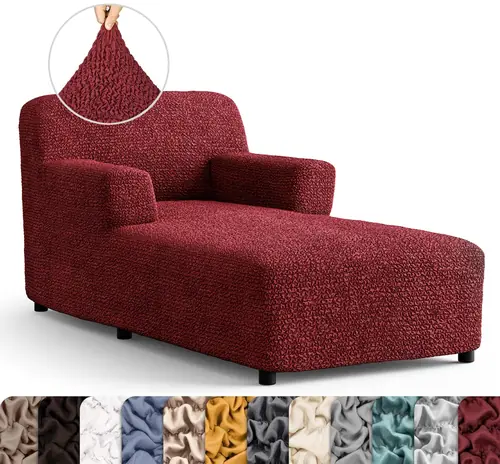 PAULATO BY GA.I.CO. Chaise Lounge Slipcovers - 1-Piece Furniture Protector - Form Fit, Machine Washable -MicrofibraCollection - Burgundy Color