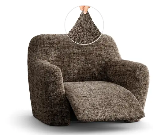 PAULATO BY GA.I.CO. Recliner Chair Slipcover - 1-Piece Furniture Protector - Form Fit, Machine Washable -Microfibra PrintedCollection - Vittoria Brown Color