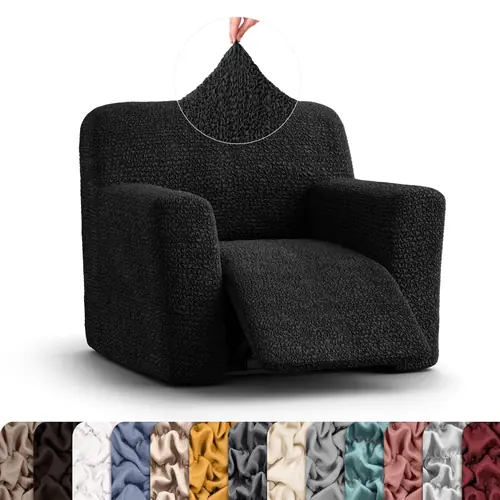 PAULATO BY GA.I.CO. Recliner Chair Slipcover - 1-Piece Furniture Protector - Form Fit, Machine Washable -MicrofibraCollection - Black Color
