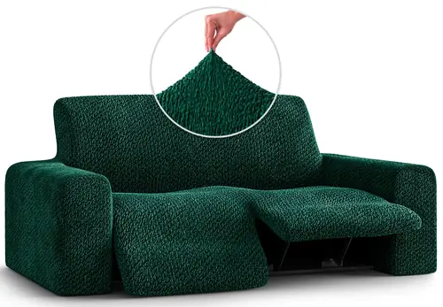 PAULATO BY GA.I.CO. Recliner Loveseat Slipcover - 1-Piece Furniture Protector - Form Fit, Machine Washable -VelvetCollection - Emerald green Color