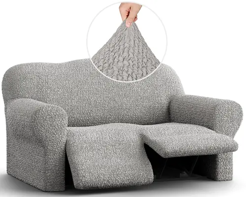 PAULATO BY GA.I.CO. Recliner Loveseat Slipcover - 1-Piece Furniture Protector - Form Fit, Machine Washable -Mille RigheCollection - Platinum Color