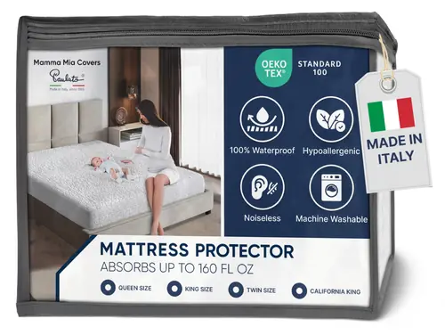 PAULATO BY GA.I.CO. Waterproof Mattress Protectors California King Size Bed - Soft Noiseless Hypoallergenic Machine Washable Cover with Elastic Skirt