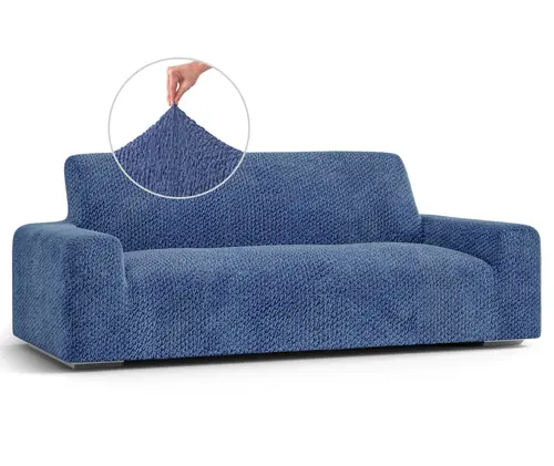 PAULATO BY GA.I.CO. Sofa Slipcovers - 1-Piece Furniture Protector - Form Fit, Machine Washable -VelvetCollection - Blue Color