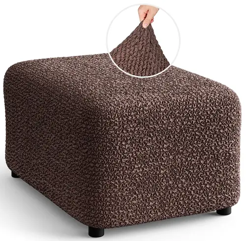PAULATO BY GA.I.CO. Ottoman Slipcovers - 1-Piece Furniture Protector - Form Fit, Machine Washable -Mille RigheCollection - Brown Color
