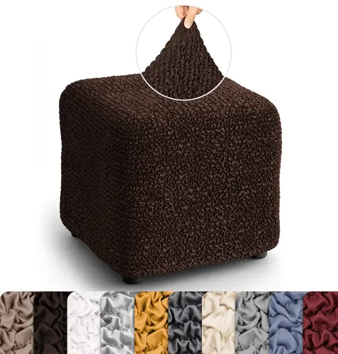 PAULATO BY GA.I.CO. Ottoman Slipcovers - 1-Piece Furniture Protector - Form Fit, Machine Washable -MicrofibraCollection - Dark Brown Color